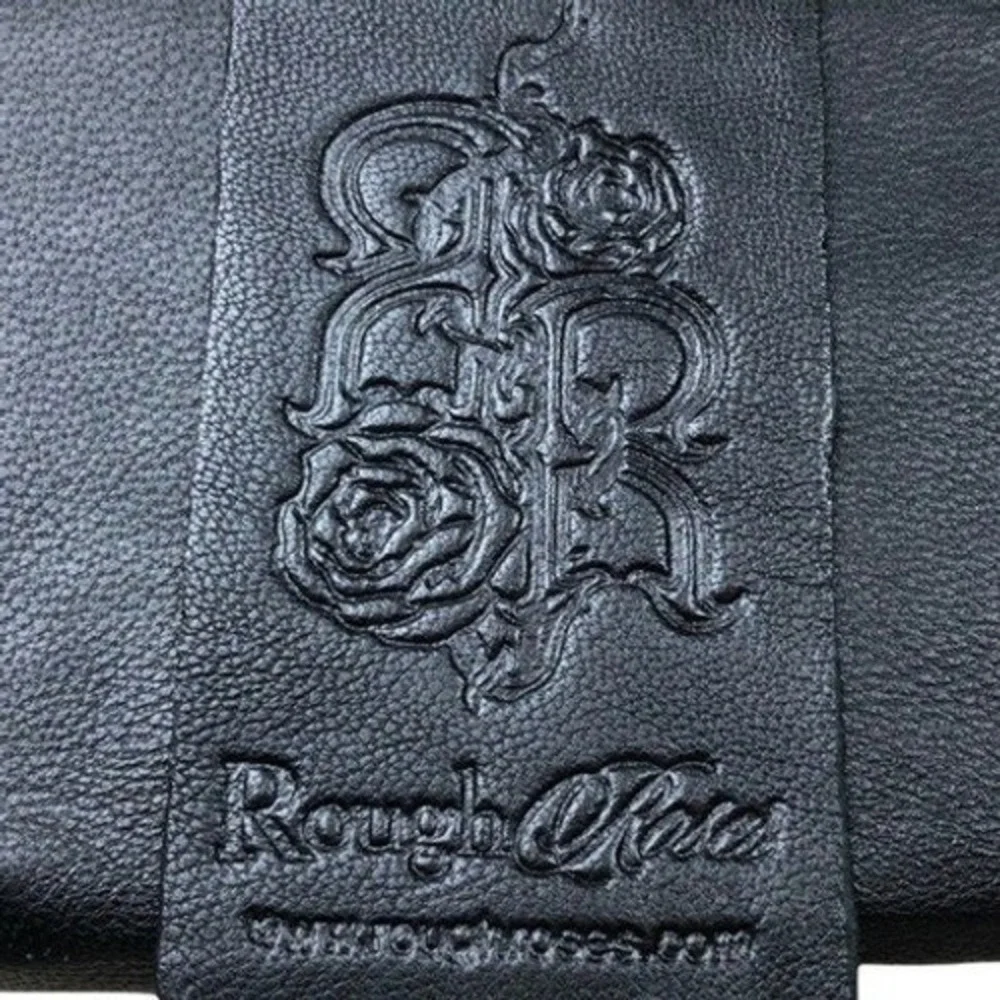 Rough‎ Roses Black Leather Wallet Clutch Turn Lock Zip Around Rose Print Lining